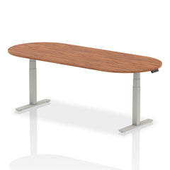 Dynamic Impulse W2400 x D1000 x H660-1310mm Height Adjustable Boardroom Table Walnut Finish Silver Frame - I003549 DD