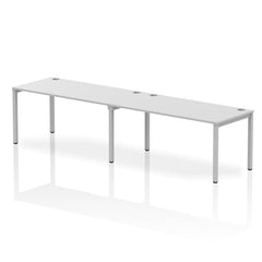 Impulse Single Row 2 Person Bench Desk W1600 x D800 x H730mm White Finish Silver Frame - IB00309 DD