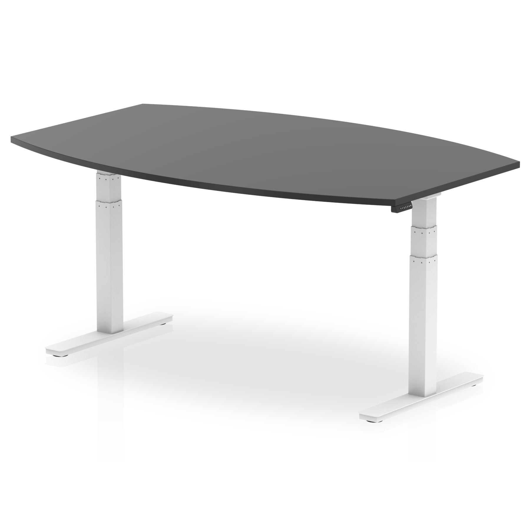 Dynamic High Gloss 1800mm Writable Boardroom Table Black Top White Height Adjustable Leg I003565 DD