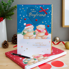 Hallmark Boxed Christmas Card for Boyfriend - Cute Forever Friends Winter Love Design