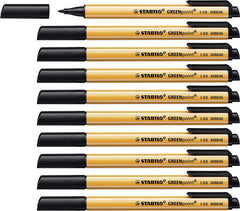 STABILO GREENpoint CO2 neutral Fibre Tip Sign Pen 0.8mm Line Black (Pack 10) 6088/46