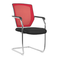 Nautilus Designs Nexus Designer Medium Back Two Tone Mesh Visitor Chair Sculptured Lumbar/Spine Support & Fixed Arms Red - BCM/K512V/RD DD