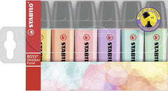 STABILO BOSS ORIGINAL Pastel Highlighter Chisel Tip 2-5mm Line Assorted Colours (Wallet 6) - 70/6-2