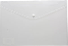 A4 50% Recycled Clear Transparent Press Stud Popper Wallet, Plastic Folders 310x238mm (Pack of 5)