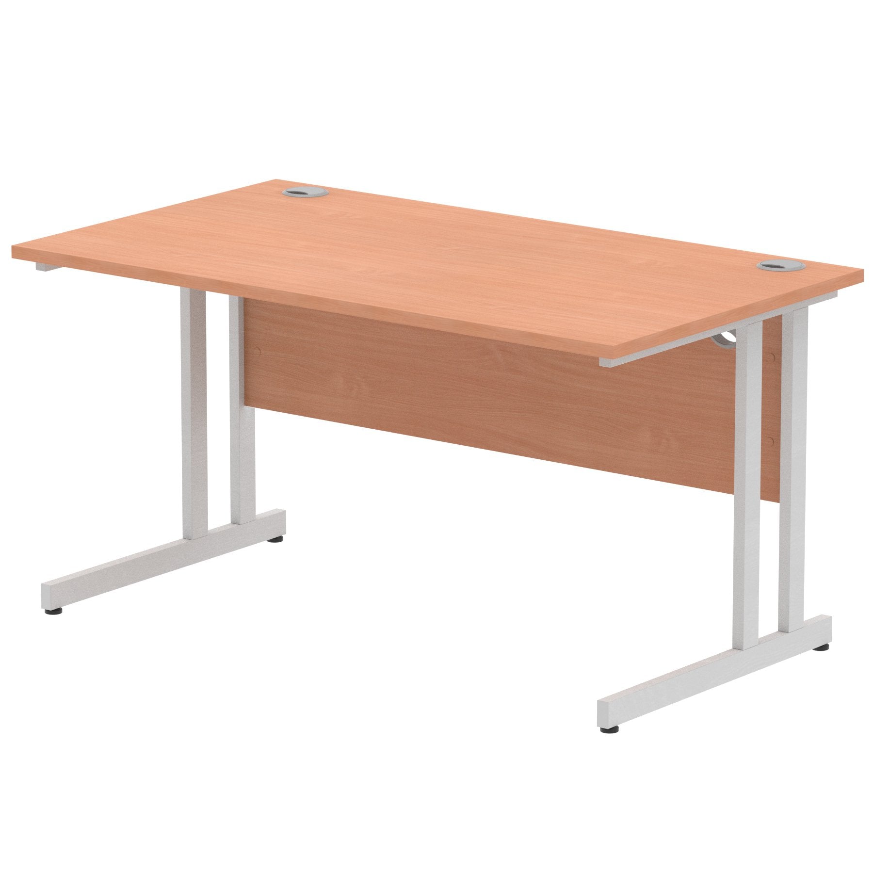 Impulse 1400 x 800mm Straight Desk Beech Top Silver Cantilever Leg I000284 DD