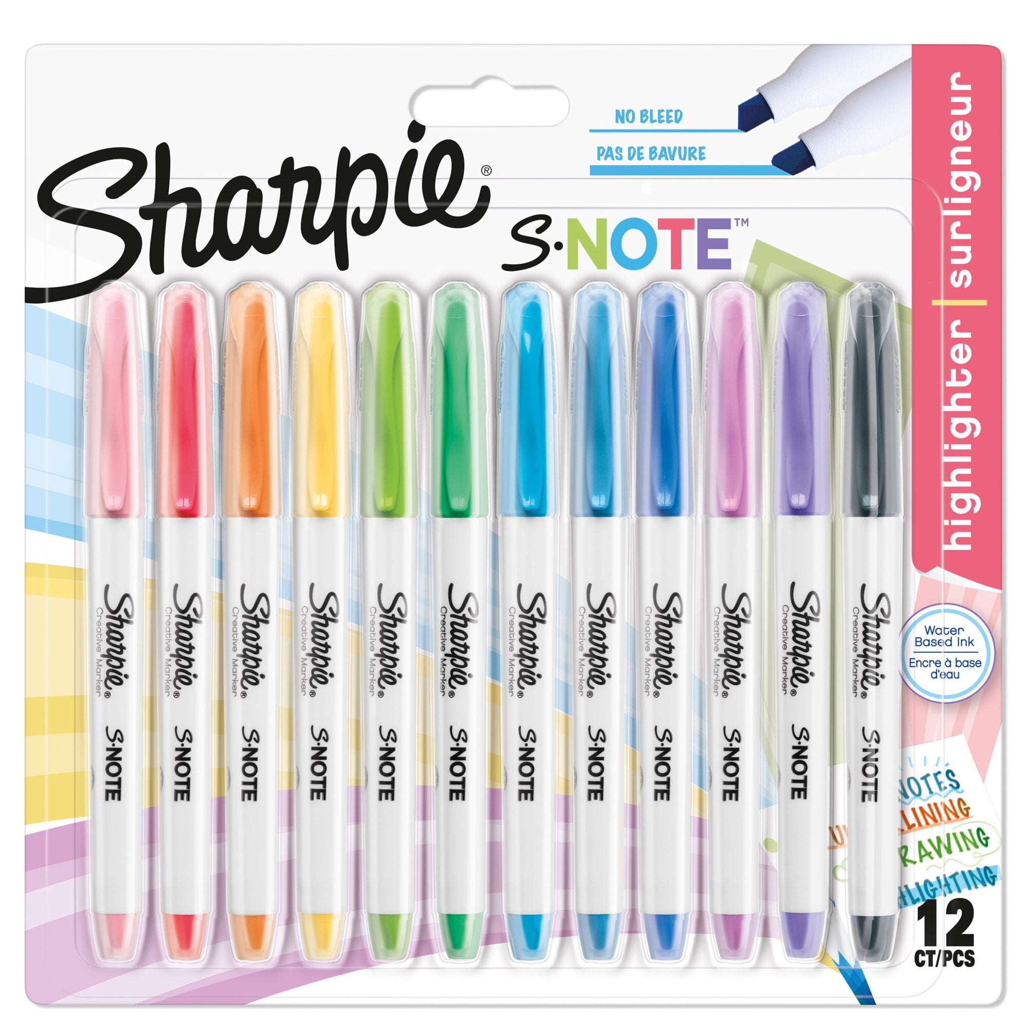 Sharpie S-Note Creative Permanent Marker Chisel Tip Assorted Colours (Pack 12) 2138233