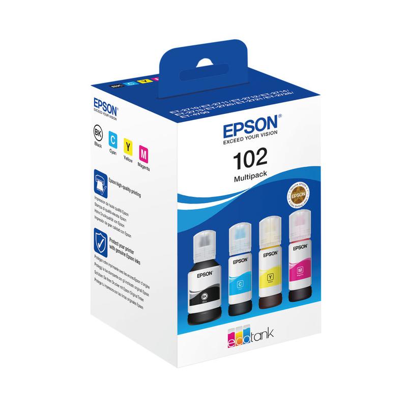 Epson 102 Black Cyan Magenta Yellow Ink Cartridge Multipack 127ml + 3 x 70ml (Pack 4) - C13T03R640