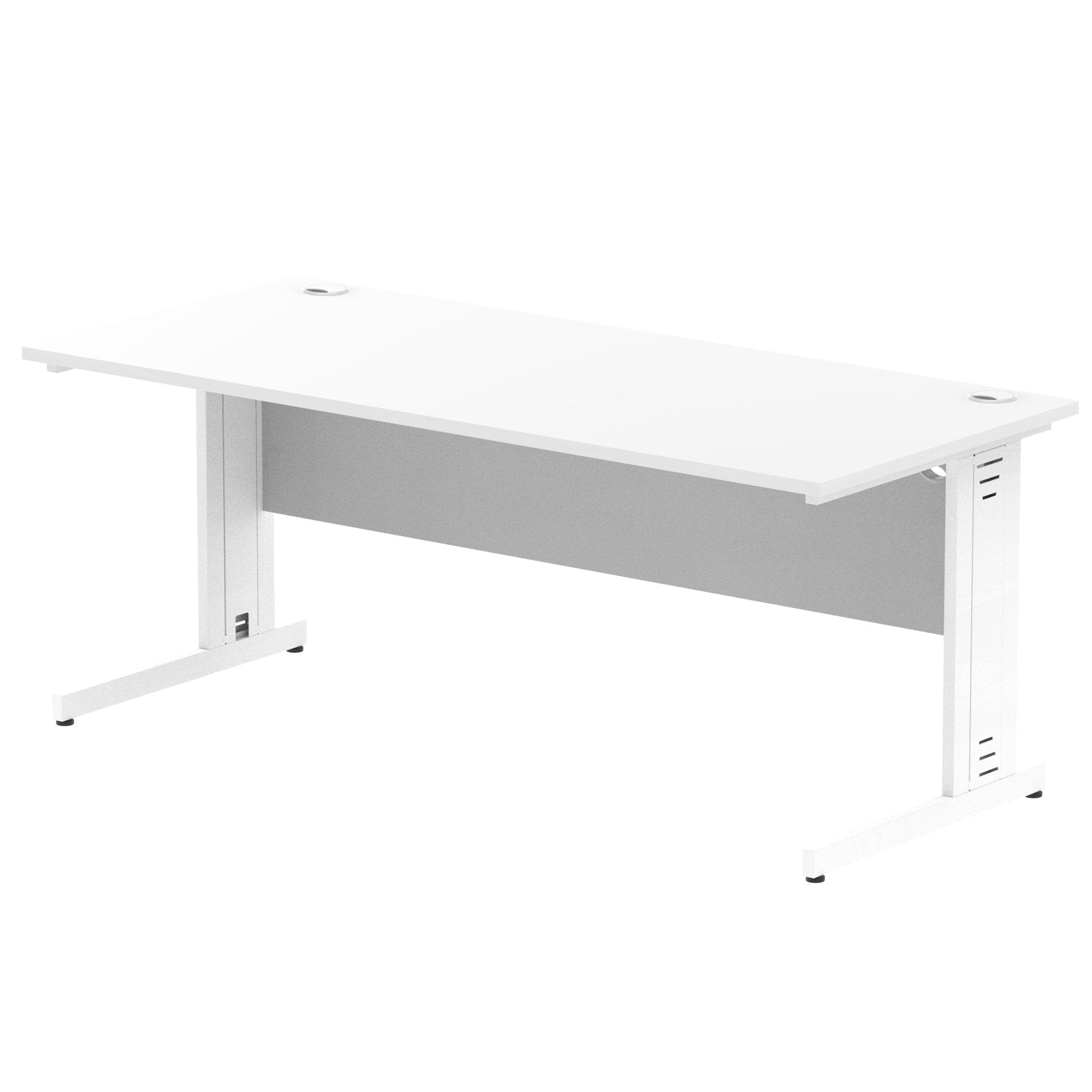 Impulse 1800 x 800mm Straight Desk White Top White Cable Managed Leg MI002274 DD