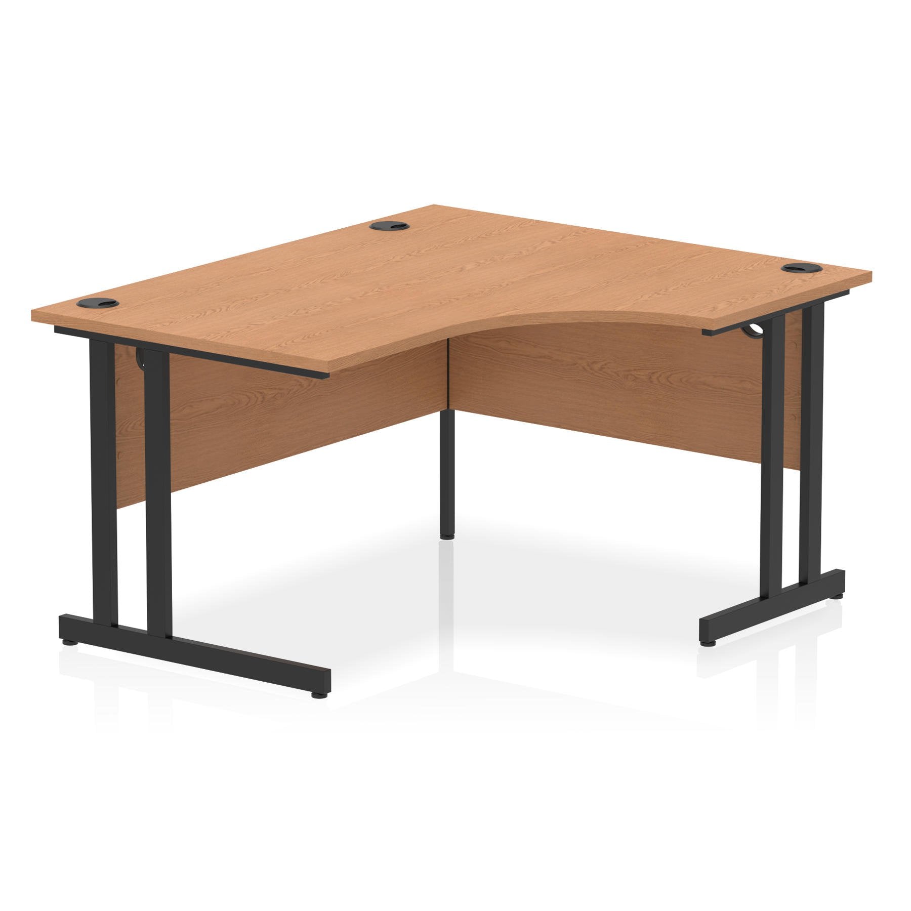 Dynamic Impulse W1400 x D800/1200 x H730mm Right Hand Crescent Desk With Cable Management Ports Cantilever Leg Oak Finish Black Frame - MI003291 DD