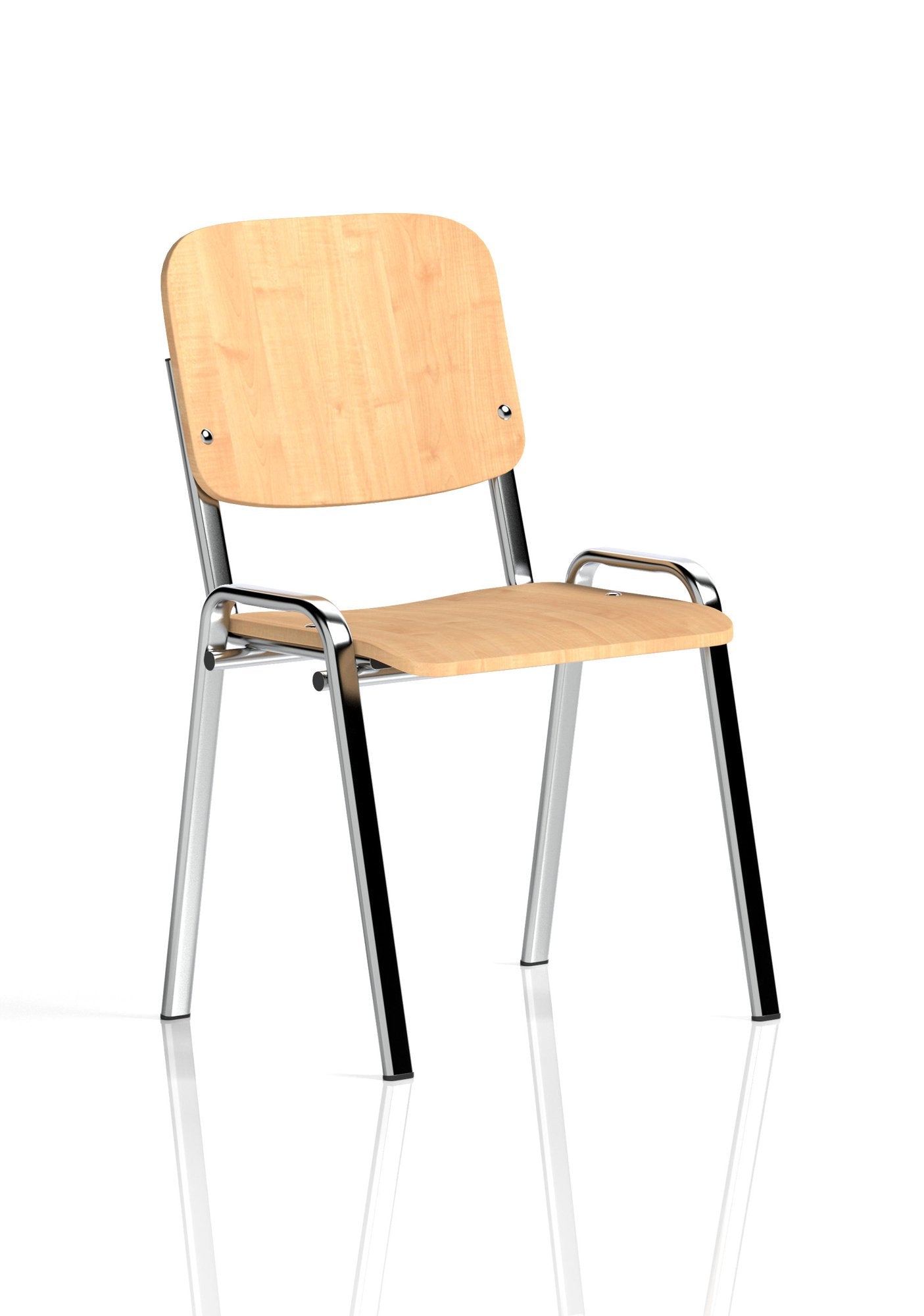 ISO Stacking Chair Beech Chrome Frame BR000066 DD