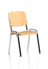 ISO Stacking Chair Beech Chrome Frame BR000066 DD