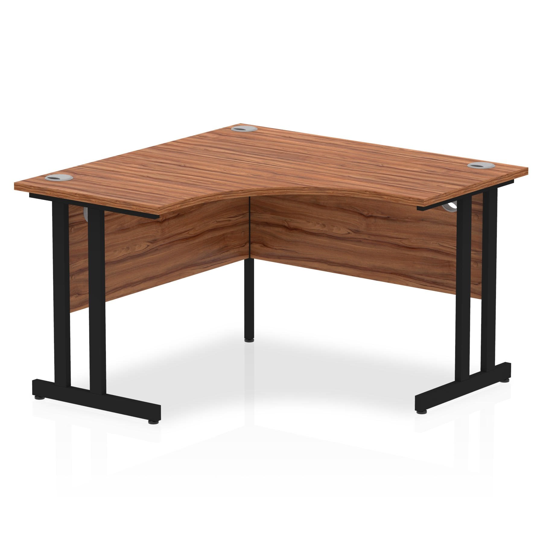 Dynamic Impulse W1200 x D1200/600 x H730mm Corner Desk With Cable Management Ports & Modesty Panel Cantilever Leg Walnut Finish Black Frame - MI003252 DD
