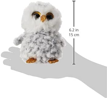 Ty Beanie Boo plush toy Owlette the Owl, 15cm soft toy with detailed feathers and bright green eyes, perfect for cuddling.