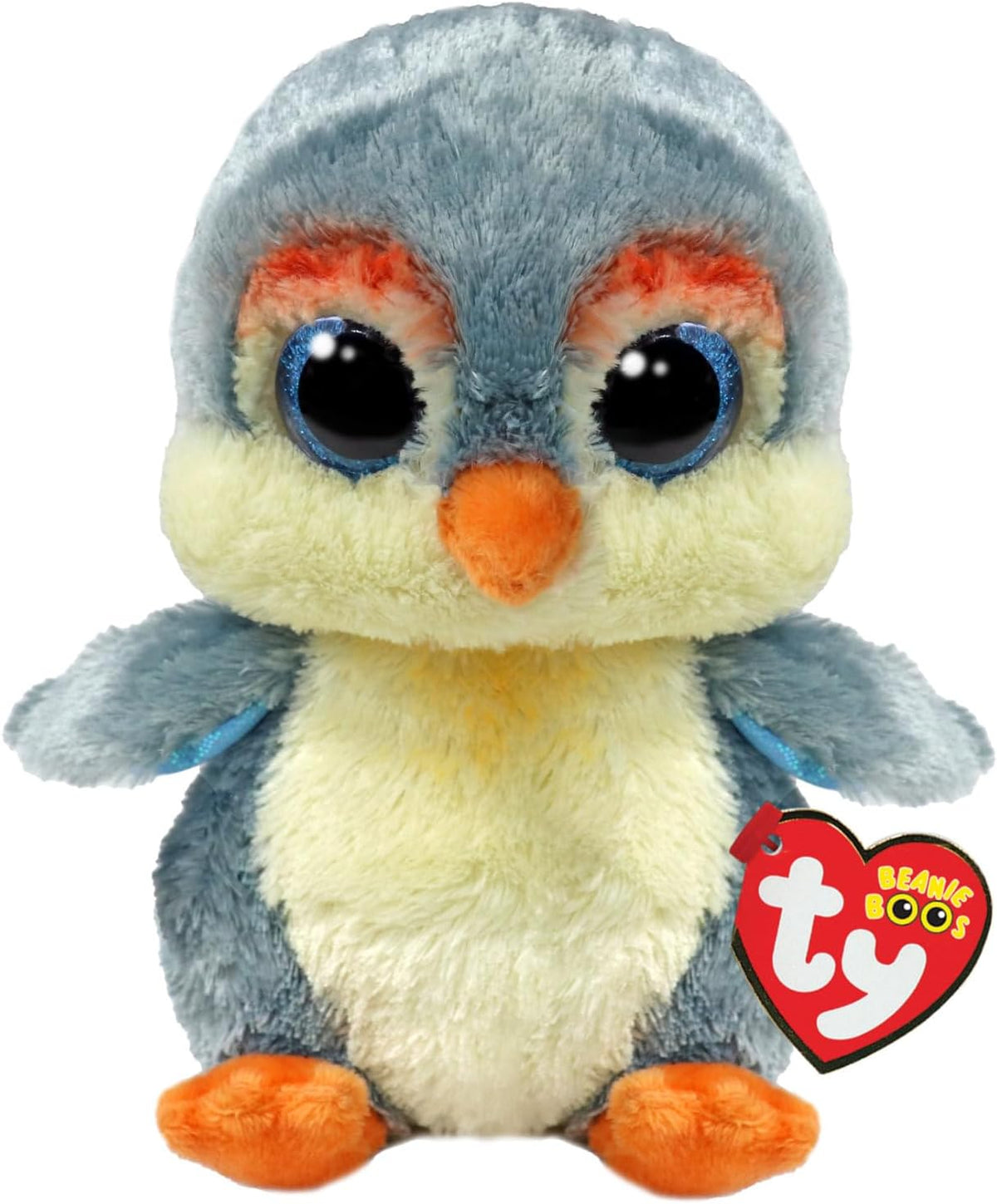 Soft TY Fisher Penguin Beanie Boo plush toy, 14cm, featuring a cute penguin design with soft fabric and embroidered details.