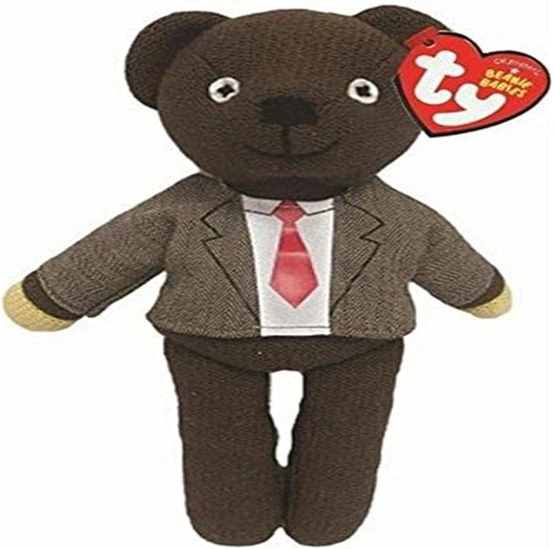 Soft toy of Ty Mr. Bean wearing a shirt and tie, plush and cuddly stuffed toy, perfect for fans of the classic character.