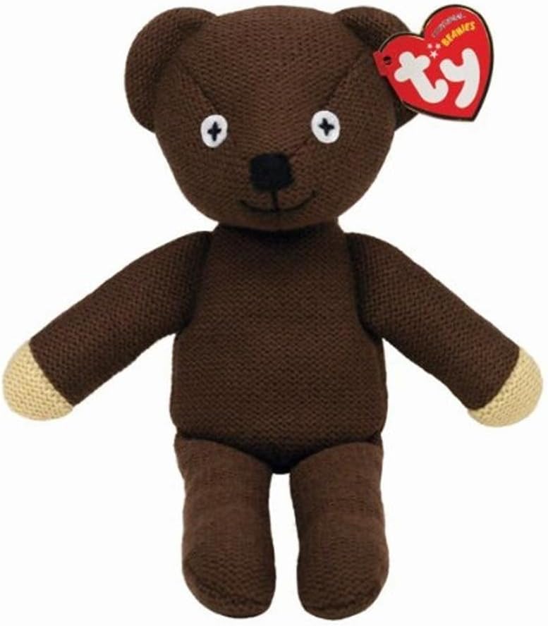 Soft toy of Ty Mr. Bean Teddy Bear, a plush and cuddly collectible stuffed animal from the Ty soft toys collection.