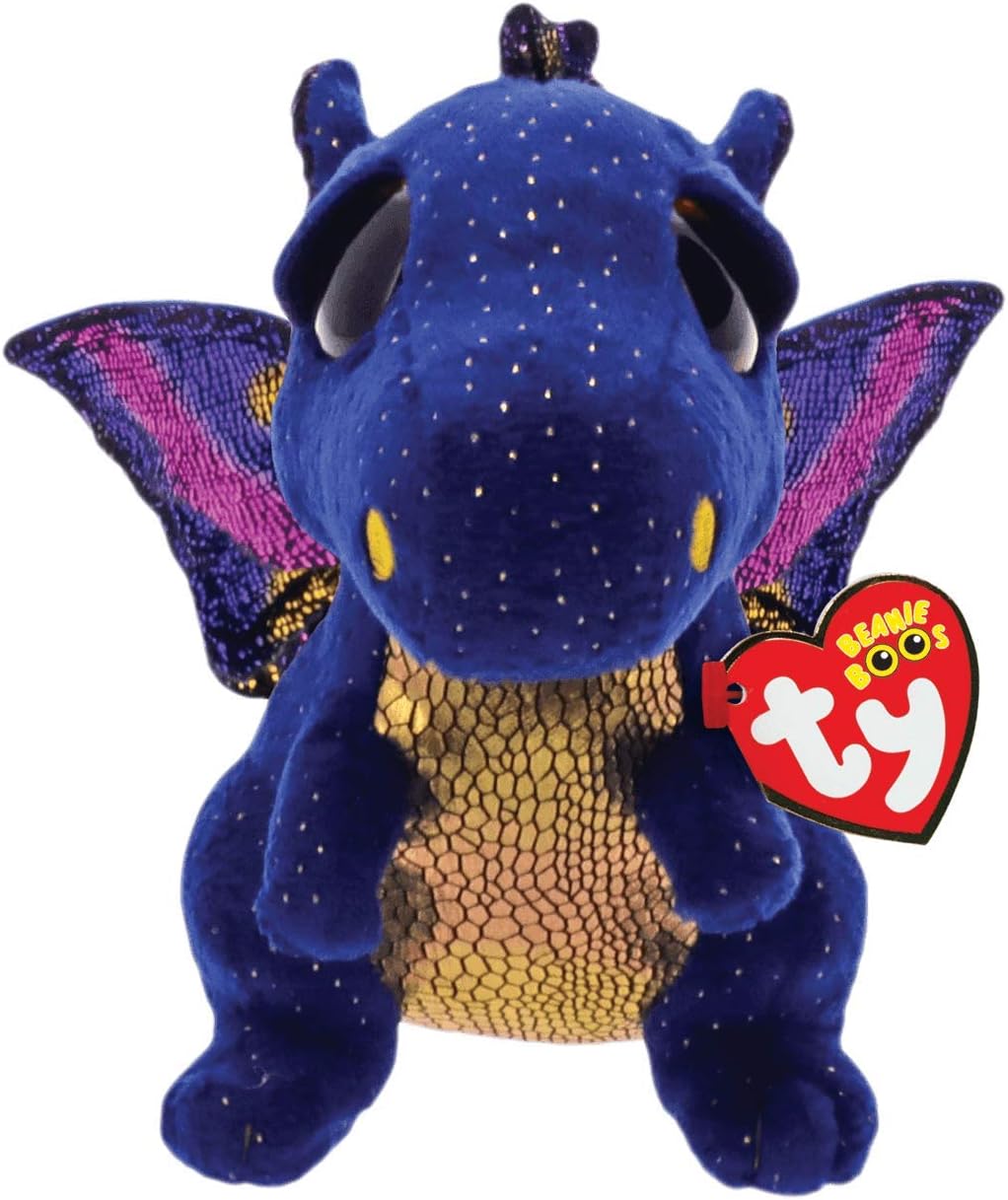 Soft toy Ty Saffire Blue Dragon plush, featuring detailed scales and friendly expression, designed for children and collectors.