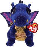 Soft toy Ty Saffire Blue Dragon plush, featuring detailed scales and friendly expression, designed for children and collectors.