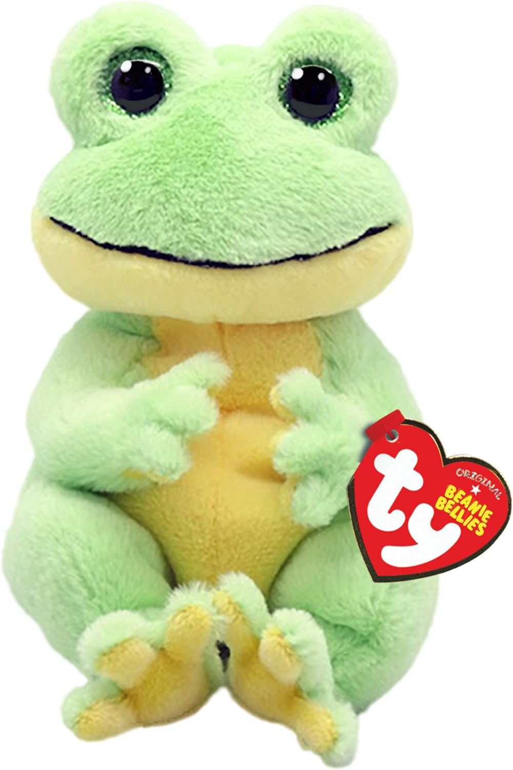 Soft TY Snapper Frog Beanie Baby plush toy, 6 inches, with green fabric and embroidered facial features, designed for cuddling.