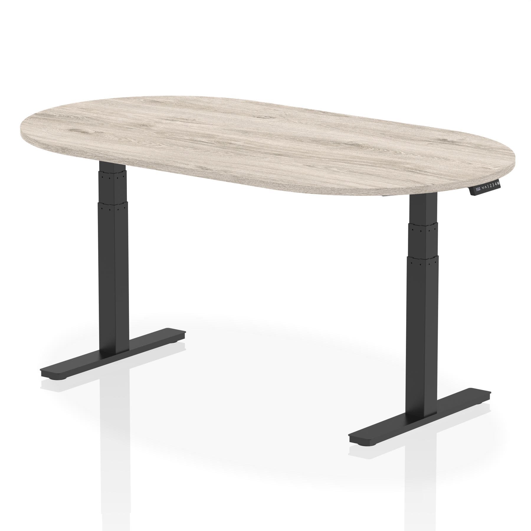 Dynamic Impulse W1800 x D1000 x H660-1310mm Height Adjustable Boardroom Table Grey Oak Finish Black Frame - I005190 DD