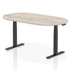 Dynamic Impulse W1800 x D1000 x H660-1310mm Height Adjustable Boardroom Table Grey Oak Finish Black Frame - I005190 DD