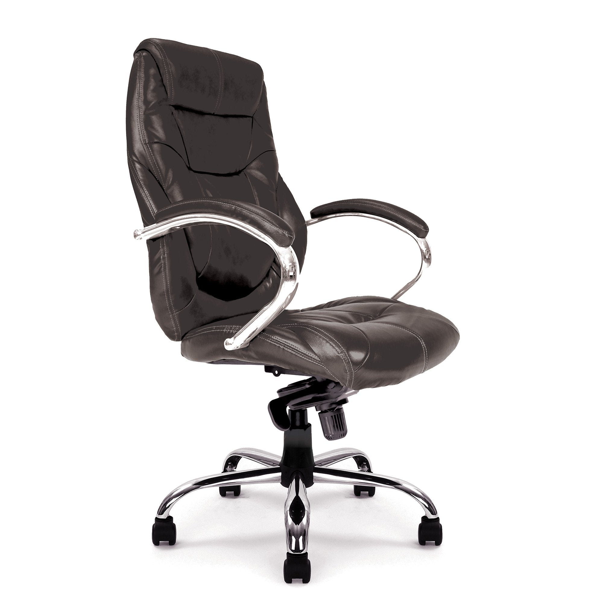 Nautilus Designs Sandown High Back Luxurious Leather Faced Synchronous Executive Chair With Integrated Headrest & Fixed Arms Black - DPA617KTAG/LBK DD