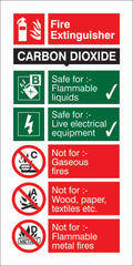 SECO Fire Fighting Equipment Safety Sign Fire Extinguisher Carbon Dioxide Self Adhesive Vinyl 100 x 200mm - FF093SAV100X200