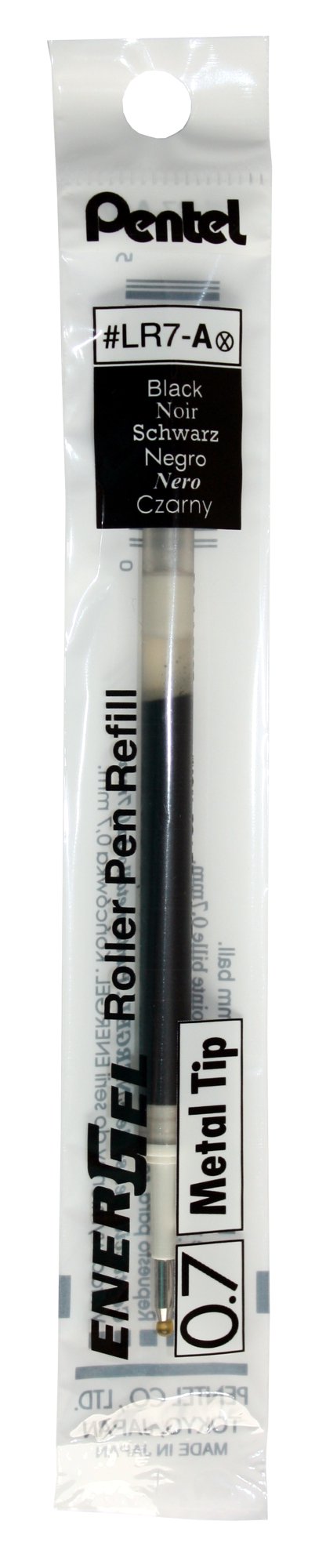 Pentel Refill for Pentel EnerGel Pens 0.7mm Tip Black (Pack 12) - LR7-AX
