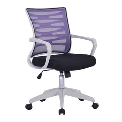 Nautilus Designs Spyro Designer Medium Back Detailed Mesh Task Operator Office Chair With Fixed Arms Purple Seat and White Frame - BCM/K488/WH-PL DD