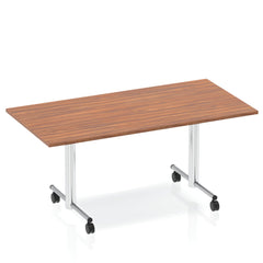 Dynamic Impulse 1600mm Flip Top Rectangular Table Walnut Finish Silver Frame - I000704 DD
