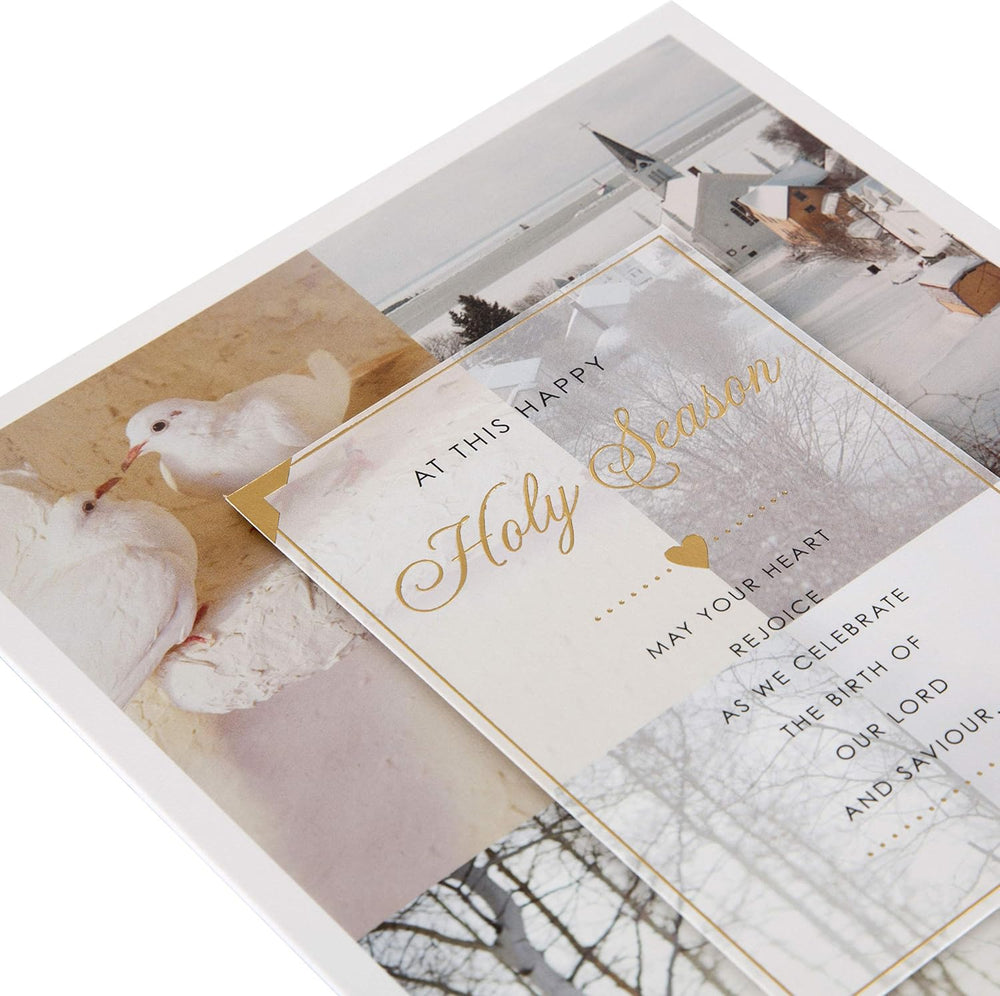 Holy Season Christmas Greeting Card with Rejoice and Celebrate Religious Design