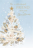 UK Greetings Wonderful Friend Christmas Card – Decorated Tree with Foil & Embossed Eco-Friendly Design,