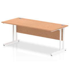 Impulse 1800 x 800mm Straight Desk Oak Top White Cantilever Leg MI002646 DD