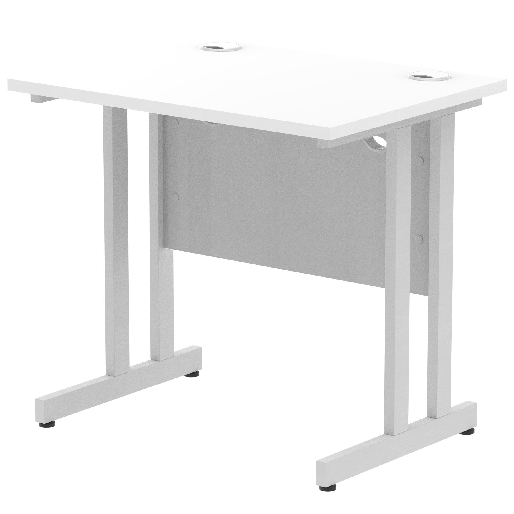 Impulse 800 x 600mm Straight Desk White Top Silver Cantilever Leg MI002894 DD