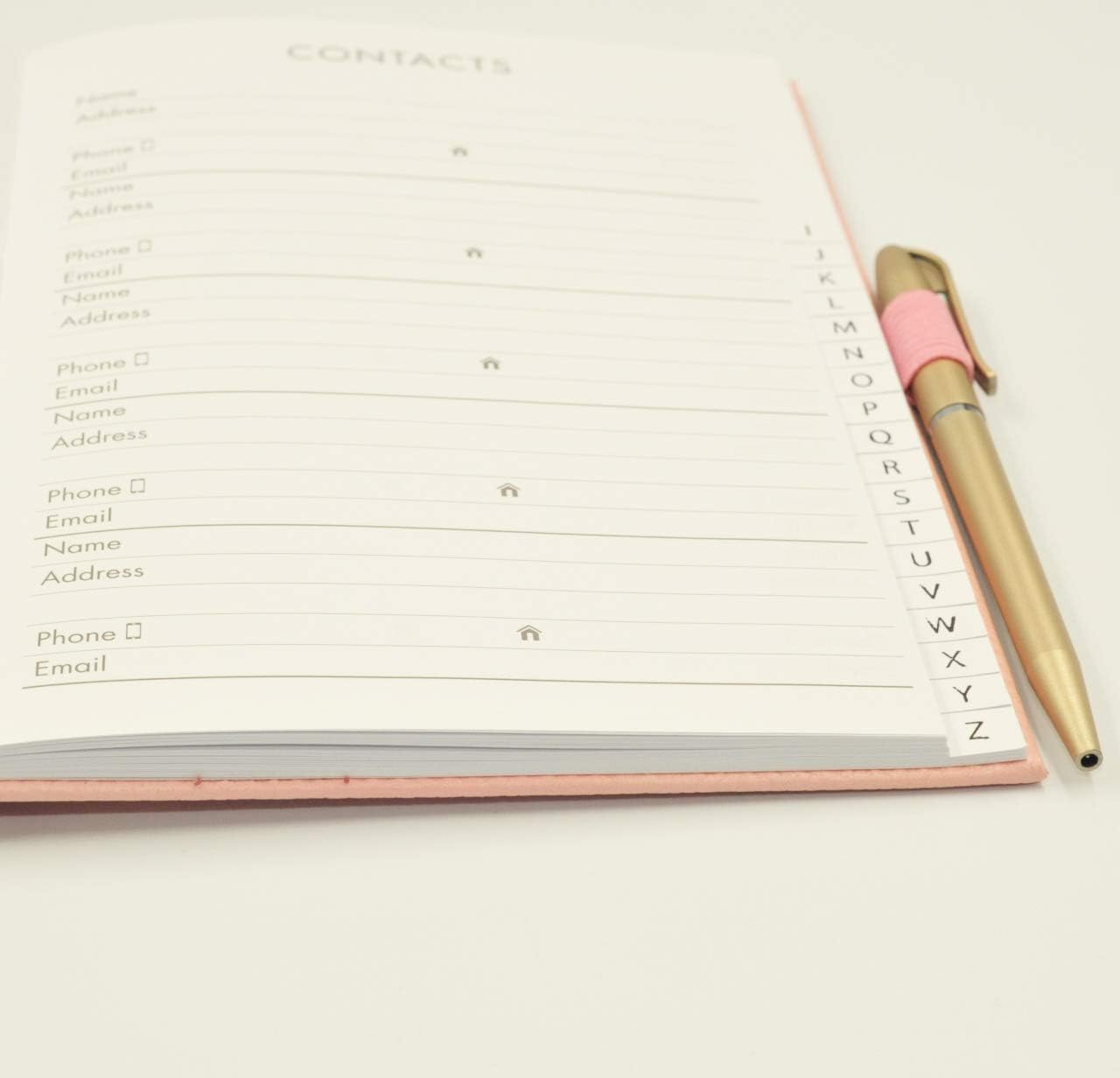 A5 Pink Hardback A–Z Address Book with Pen