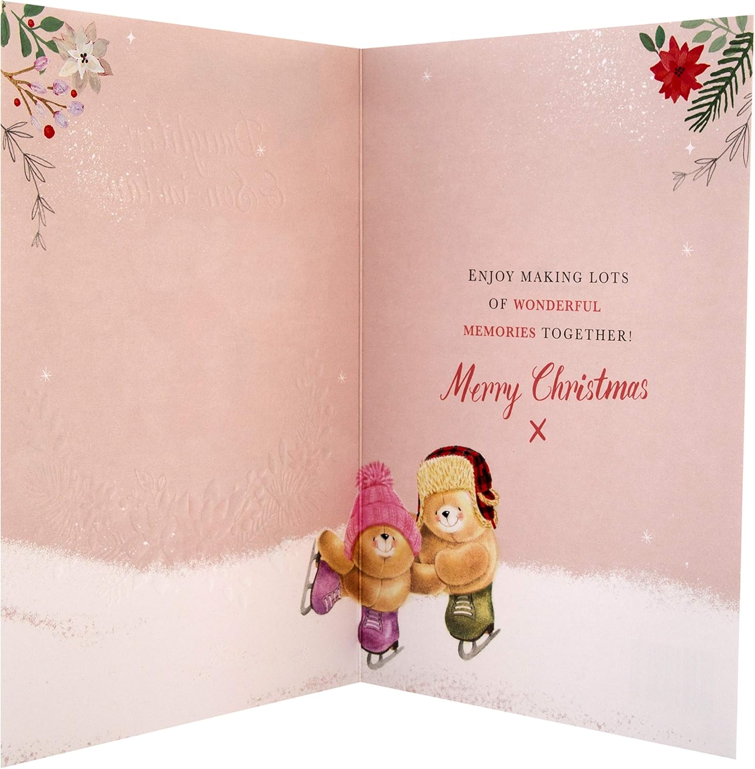 Christmas Greeting Card for Daughter and Son-in-Law with Festive Seasonal Design and Loving Wishes