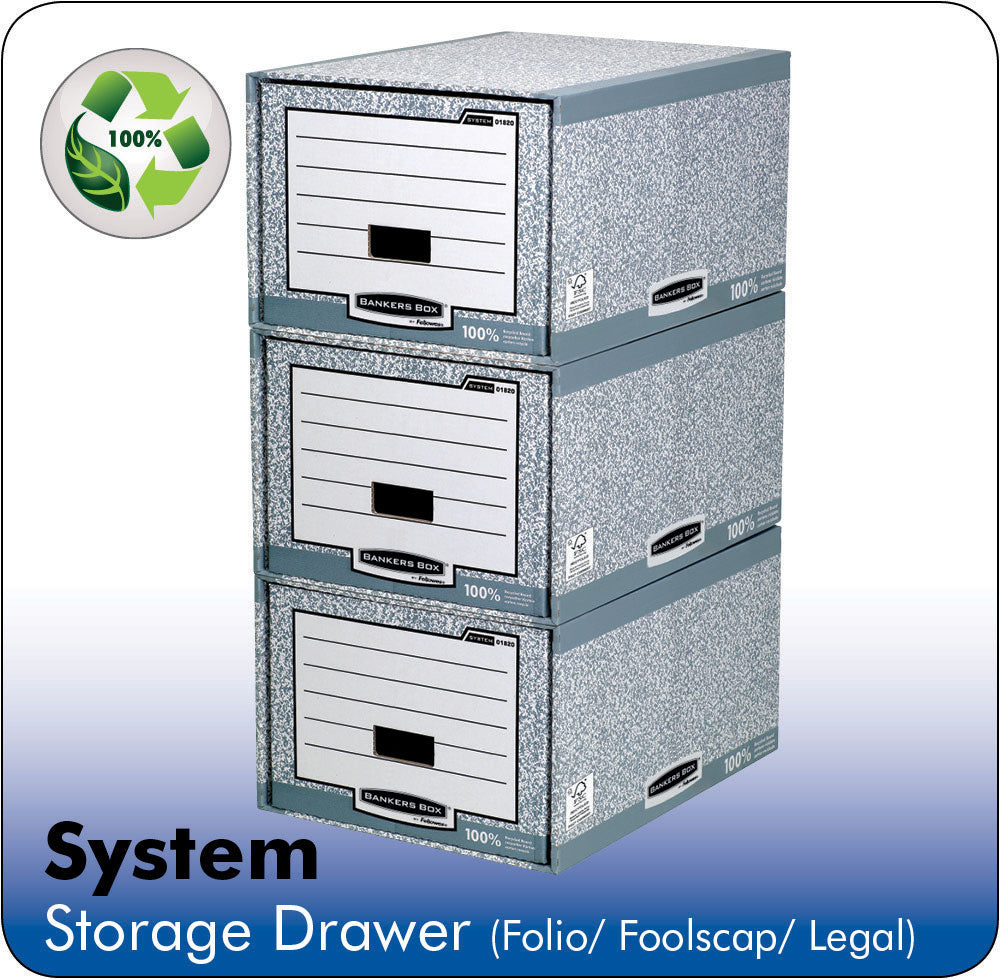 Fellowes Bankers Box System Storage Drawer Board Grey (Pack 5) 1820