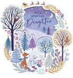 UK Greetings Special Daughter Christmas Card – Snowy Winter Woodland with Foil & Cut Out Details