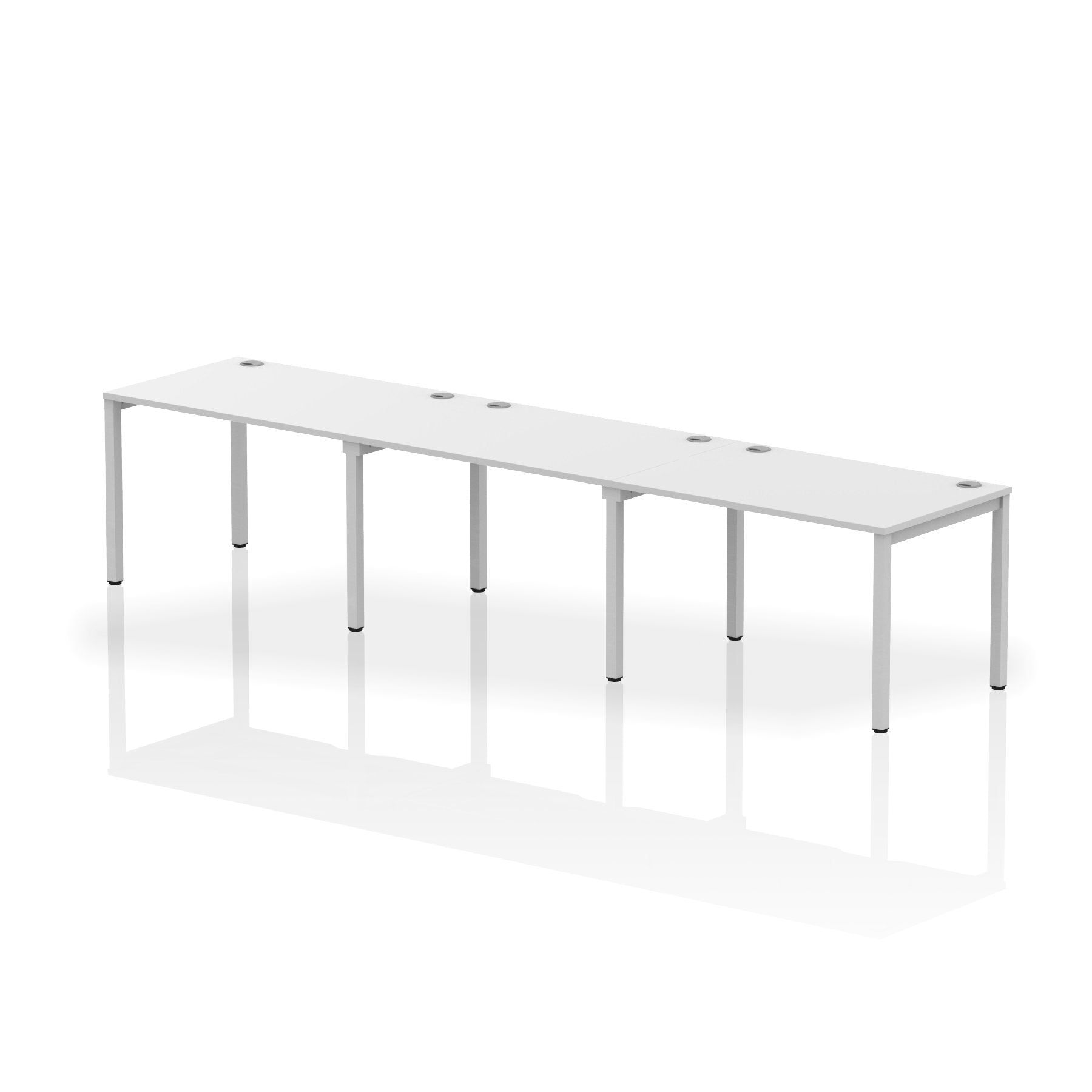 Impulse Single Row 3 Person Bench Desk W1200 x D800 x H730mm White Finish Silver Frame - IB00321 DD