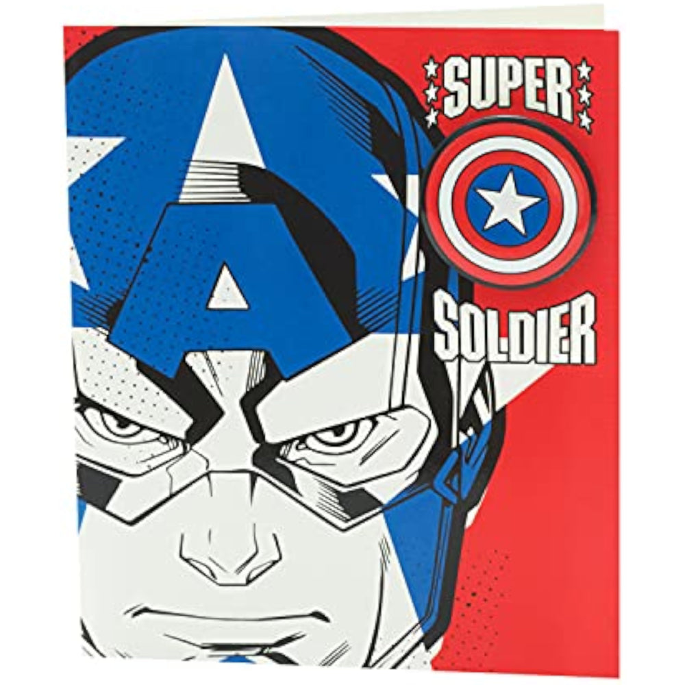 Disney Avengers Captain America Birthday Card with Badge