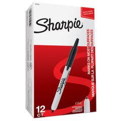 Sharpie Retractable Permanent Marker Fine Tip 1mm Line Black (Pack 12) - S0810840