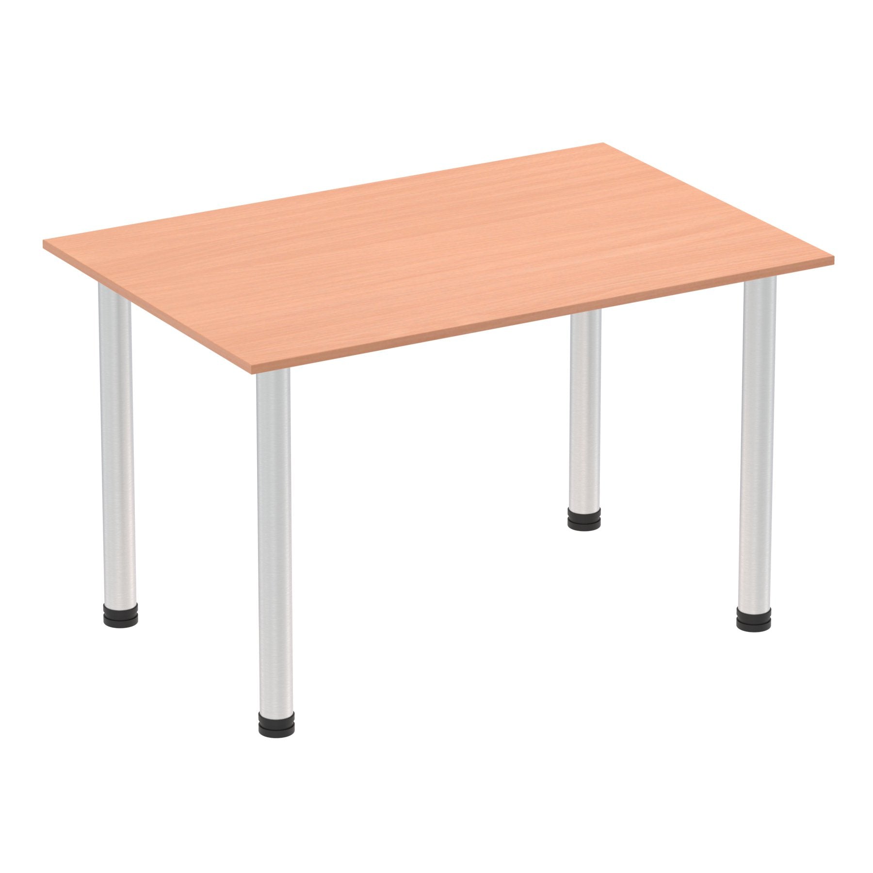 Impulse 1200mm Straight Table Beech Top Brushed Aluminium Post Leg I003631 DD