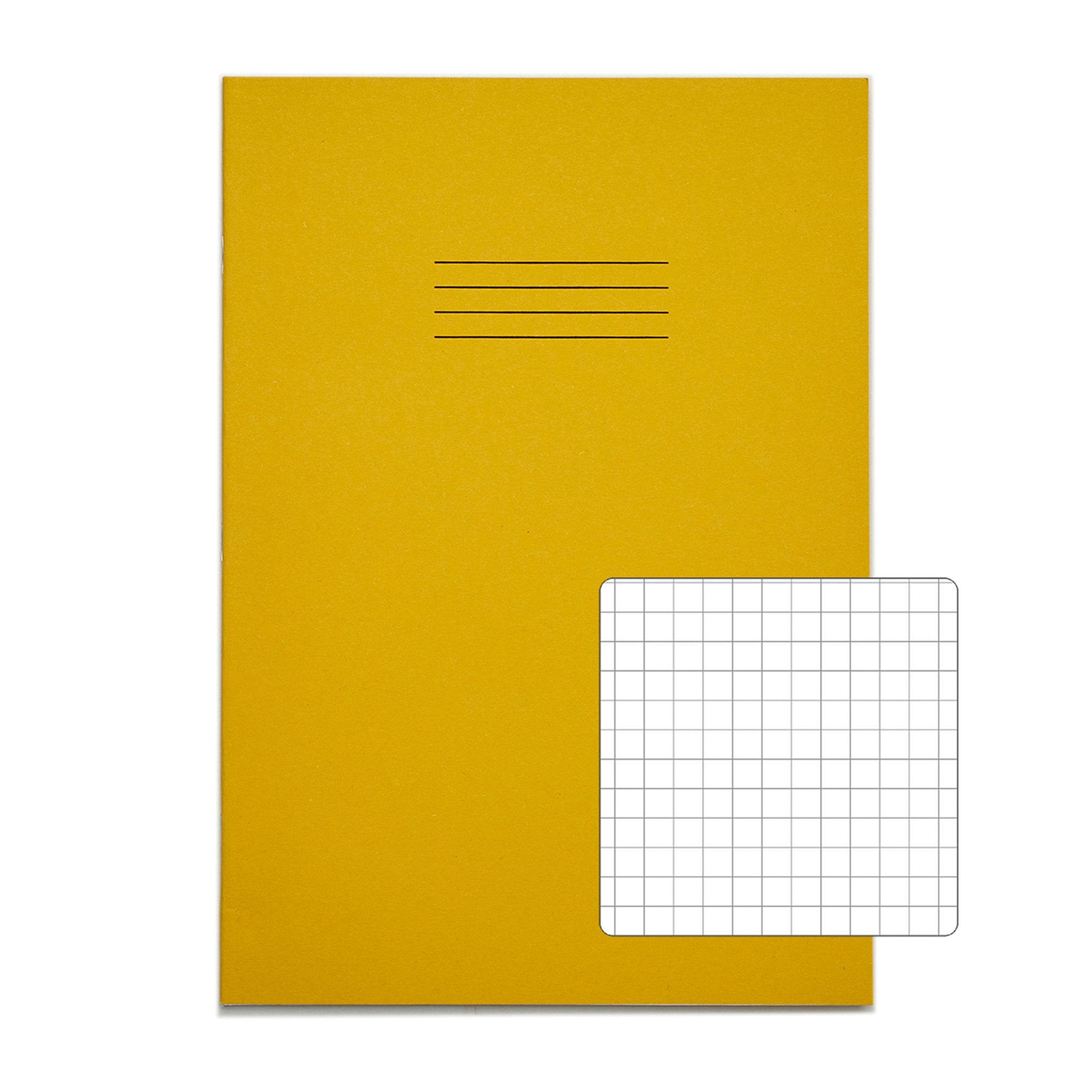 Rhino 13 x 9 A4+ Oversized Exercise Book 40 Page 7mm Squared Yellow (Pack 100) - VDU024-300-2 DD