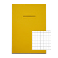 Rhino 13 x 9 A4+ Oversized Exercise Book 40 Page 7mm Squared Yellow (Pack 100) - VDU024-300-2 DD