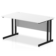 Impulse 1400 x 800mm Straight Desk White Top Black Cantilever Leg MI003318 DD