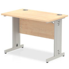 Impulse 1000 x 600mm Straight Desk Maple Top Silver Cable Managed Leg MI002501 DD