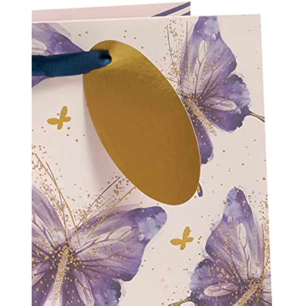 Butterfly Design, Pink, Purple, Gold Large Gift Bag
