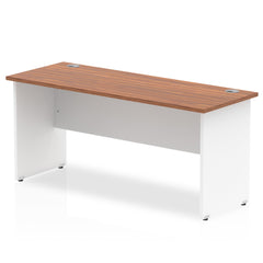 Impulse Straight Office Desk W1600 x D600 x H730mm Panel End Leg Walnut Finish White Frame - TT000097 DD