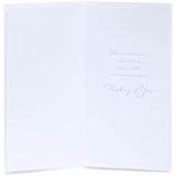 Sympathy Bereavement Card - Pure White with 2D Flowers and Pearl Detail Silver Foil Lettering