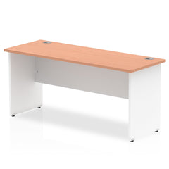 Impulse Straight Office Desk W1600 x D600 x H730mm Panel End Leg Beech Finish White Frame - TT000099 DD
